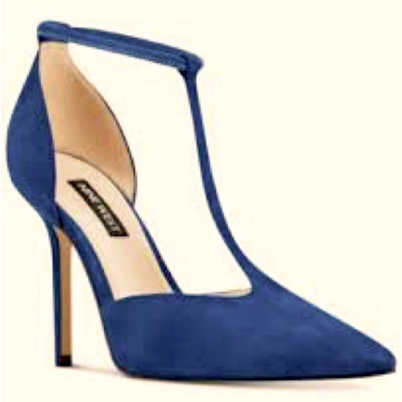 Nine West,Breezy T-Strap,Navy Heels,/Pumps, Arch Support & Comfy,EUC, Size 8.5 - Picture 1 of 12